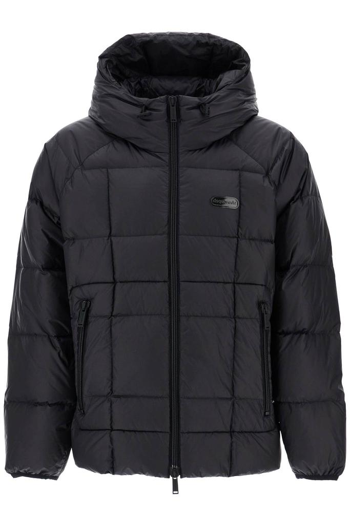 DSQUARED2 black 3d padded nylon jacket with hood