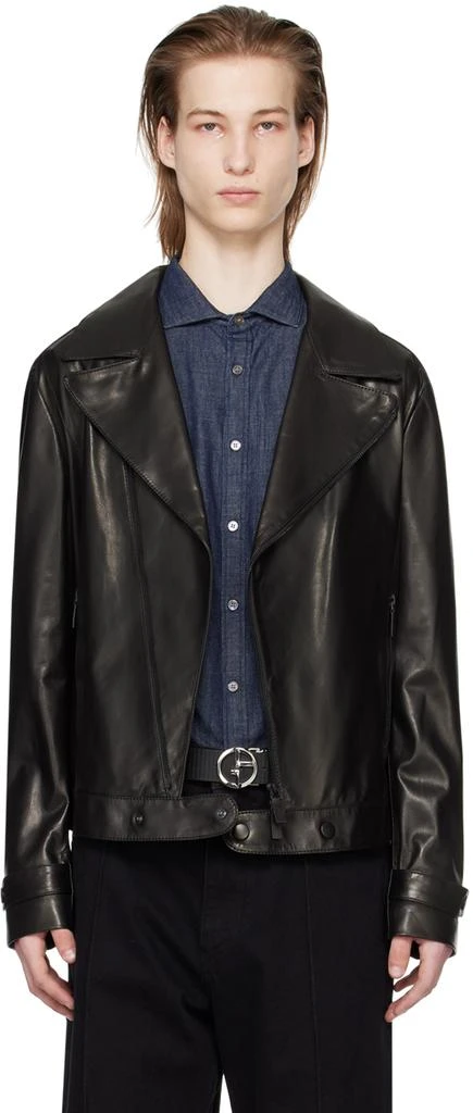 Emporio Armani Black Plongé Leather Jacket 1