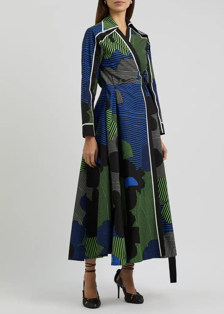 LOVEBIRDS Printed cotton-poplin midi wrap dress 2
