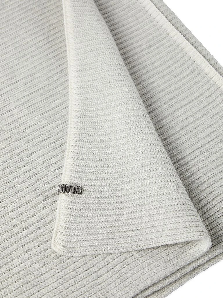 Brunello Cucinelli Cashmere English Rib Knit Scarf with Monili 4