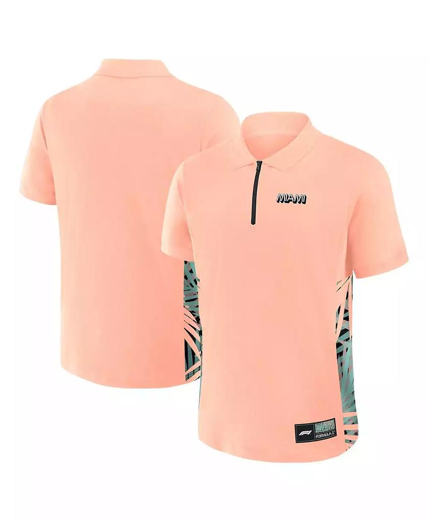 Formula 1 Men's Pink Miami Palms Panel Quarter-Zip Polo Shirt
