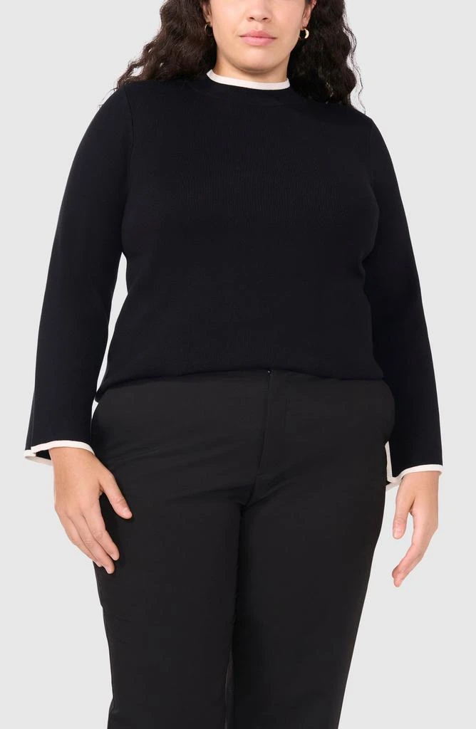 Halogen Tipped Flare Cuff Mock Neck Sweater 1