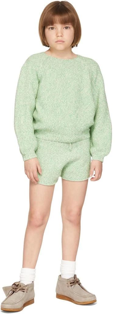 Misha & Puff Kids Green & Off-White Cottonseed Shorts 1