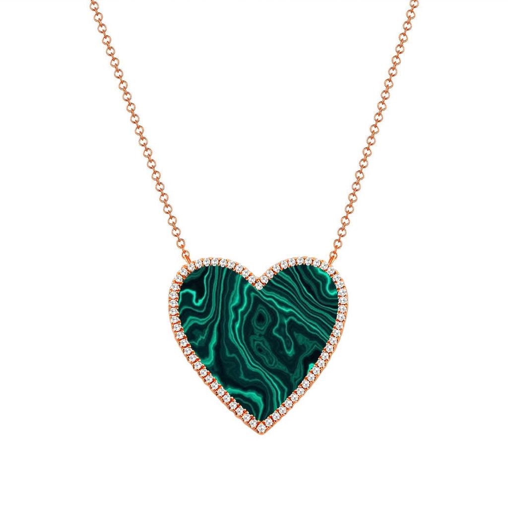 Sabrina Designs 14k Gold Diamond & Malachite Heart Necklace