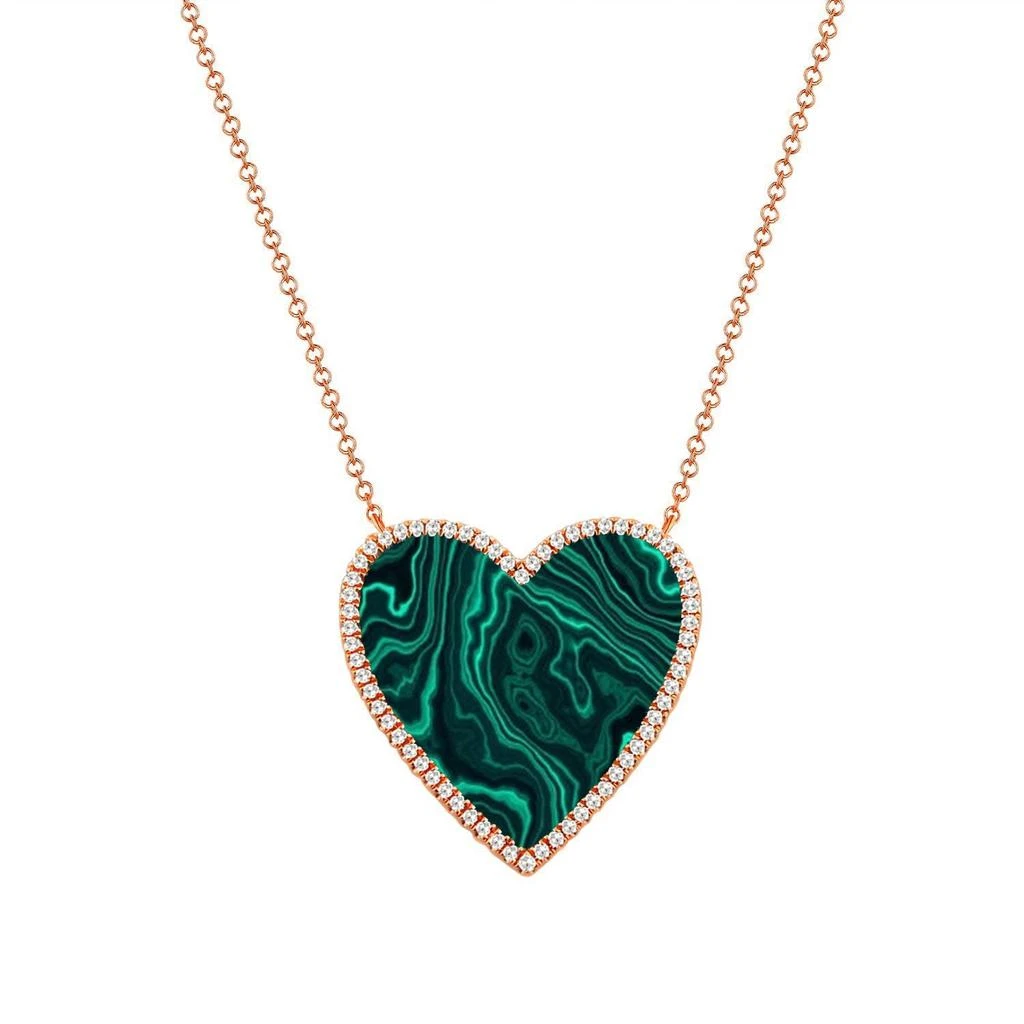 Sabrina Designs 14k Gold Diamond & Malachite Heart Necklace 2