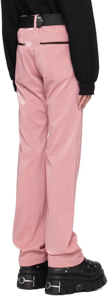 99%IS- Pink 'ATT1%TUDE' Always Glossy Faux-Leather Trousers 3