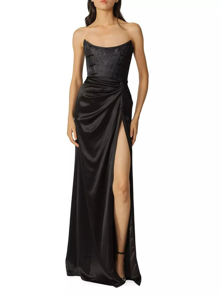 SAU LEE Julia Satin Corset Strapless Gown 4