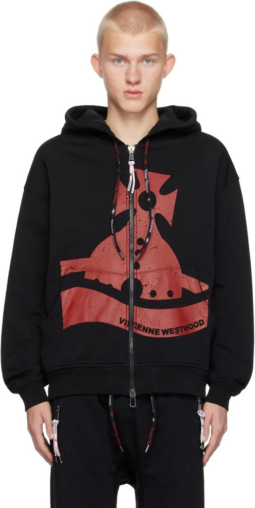 Vivienne Westwood Black Sunken Orb Zip Hoodie 1