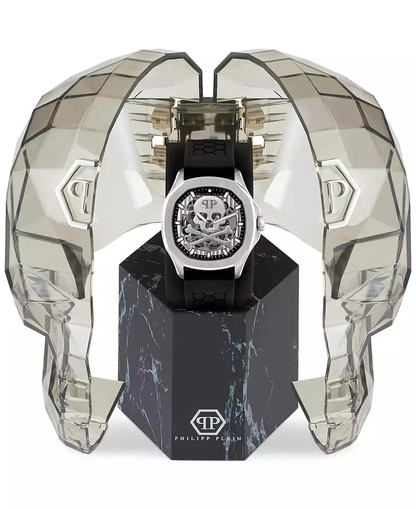 Philipp Plein Men's Automatic Skeleton Spectre Black Silicone Strap Watch 42mm 4