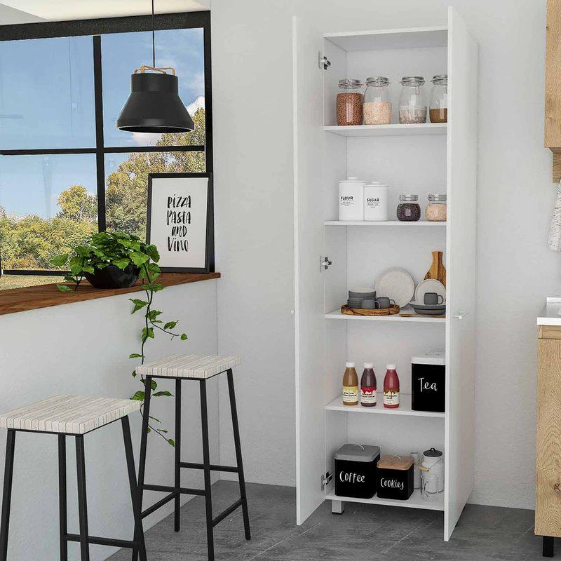 FM Furniture Pensacola Double Door Pantry Cabinet, Five Interior Shelves 2
