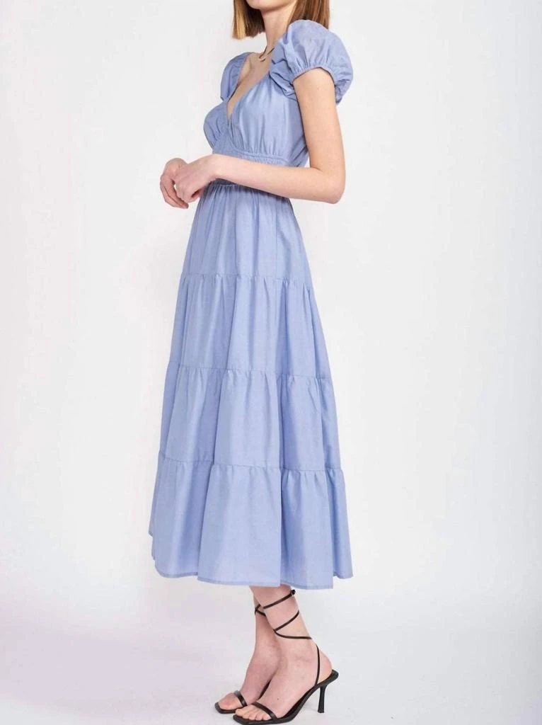 En Saison Puff Sleeve Dress In Blue 2
