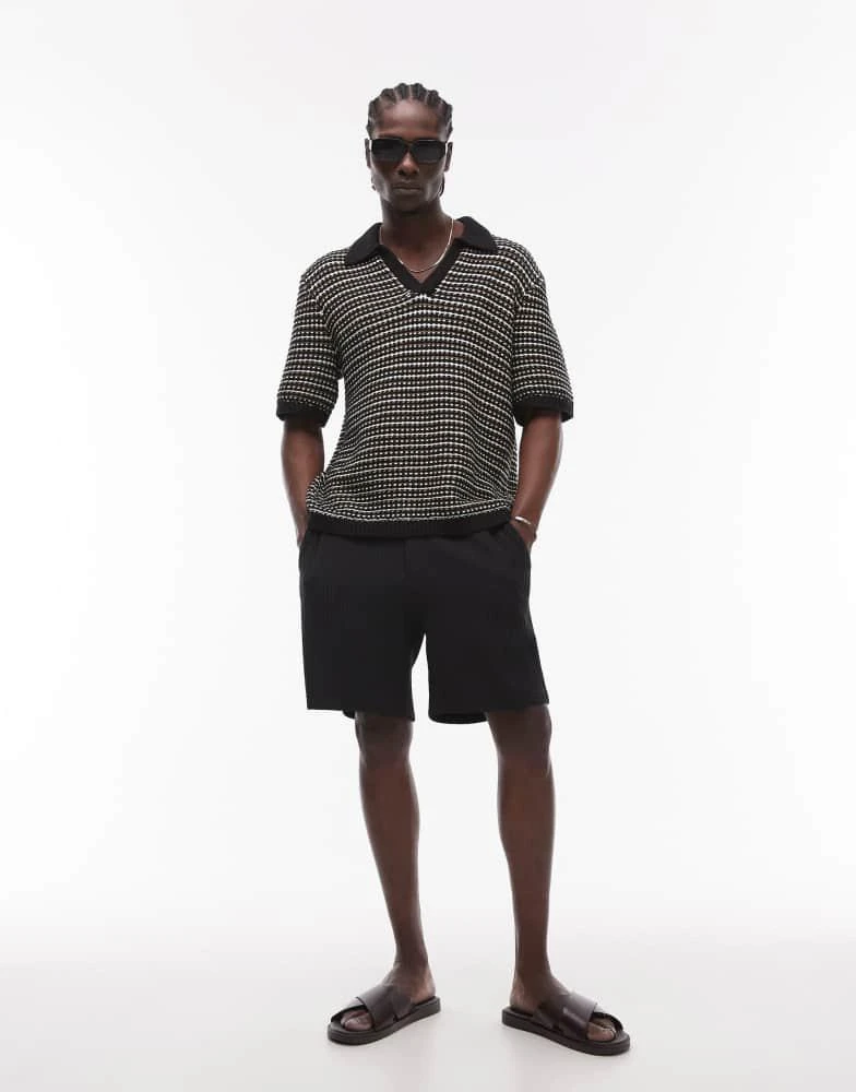 Topman Topman revere knitted polo shirt in stripe 4