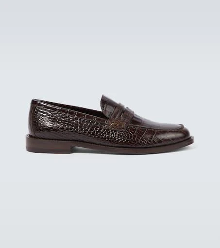 Manolo Blahnik Perry croc-effect leather penny loafers 1