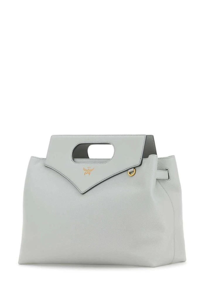MCM Light Grey Leather Large Soft Diamond Handbag 2