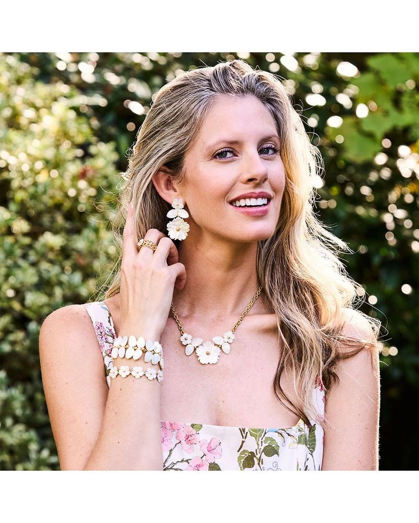 Capucine De Wulf Mermaid Garden Mother Of Pearl Flower Flex Bracelet in 18K Gold Plated 2