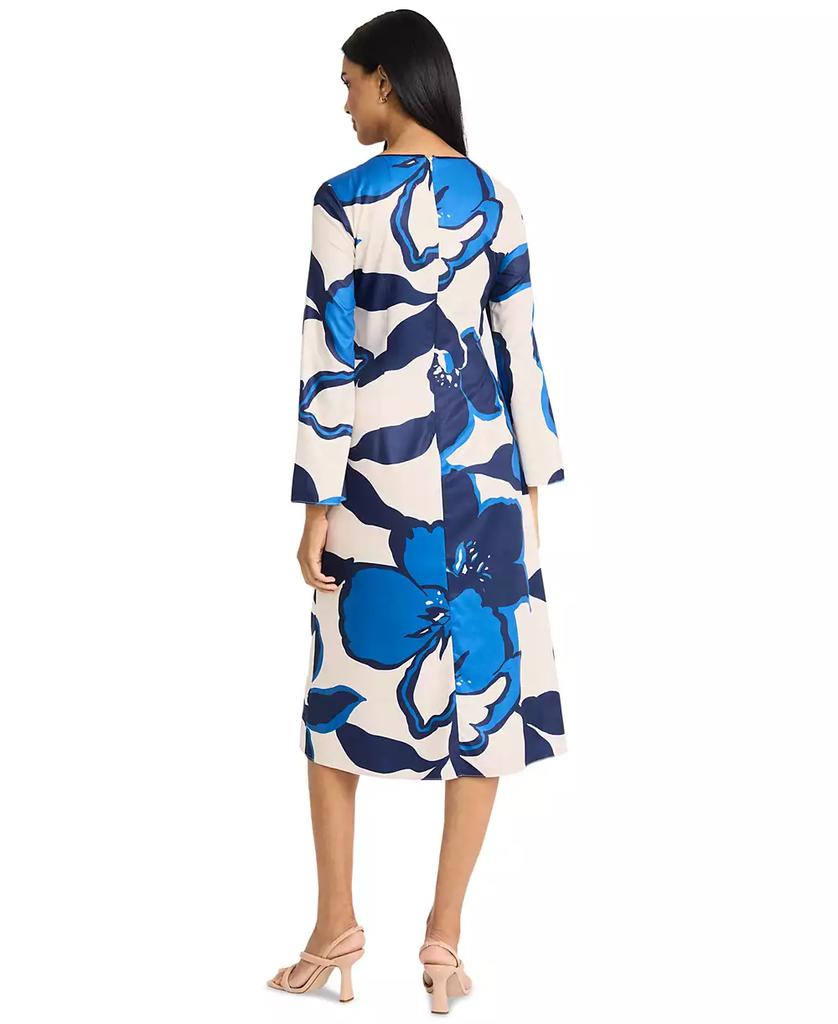 Donna Morgan Women's Printed Long-Sleeve Midi Dress