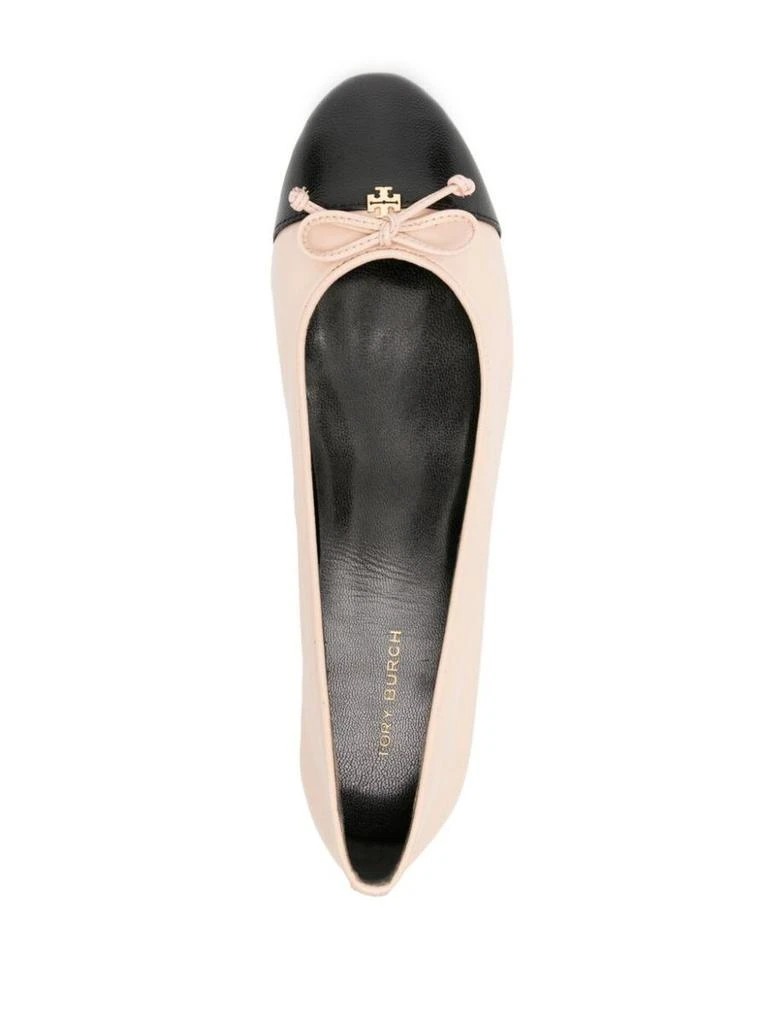 Tory Burch White Ballet Flats With Bow Detail And Contrasting Toe In Leather Woman 4