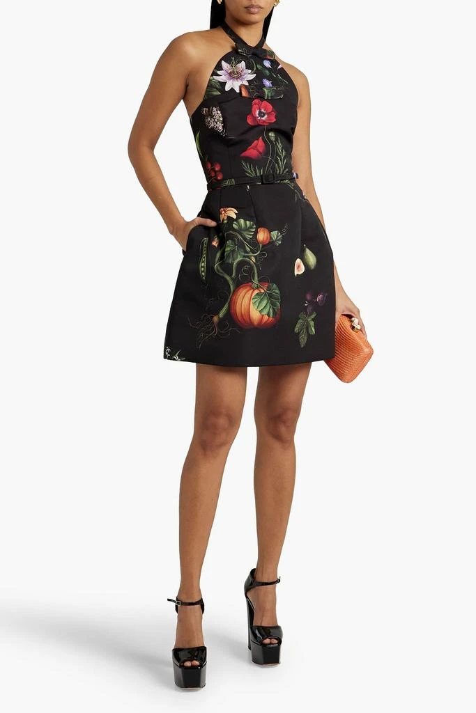 Oscar de la Renta Printed faille halterneck mini dress 2