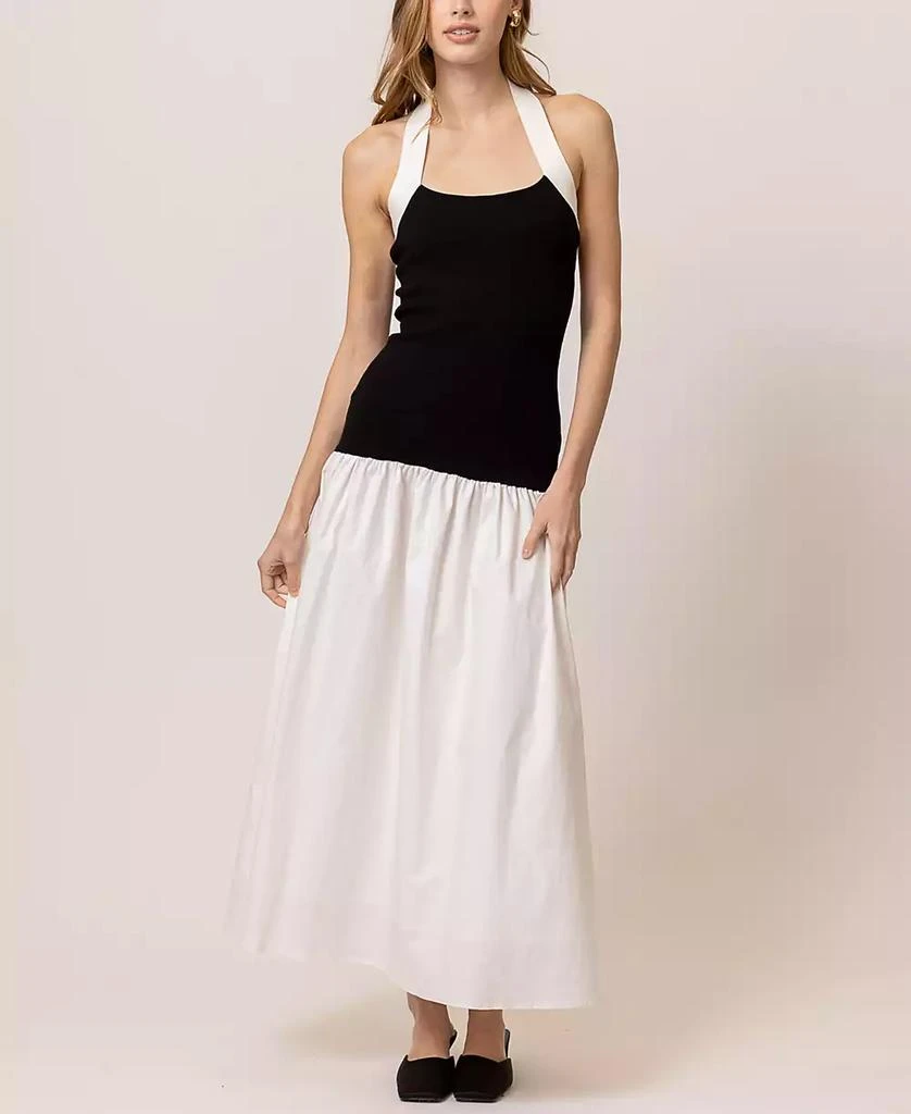 Line & Dot Women's Kohl Mixed-Media Halter-Neck Dress 1