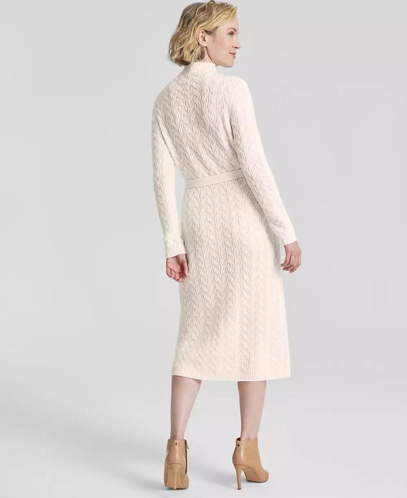 Charter Club Women's Cashmere Cable-Knit Mock Neck Midi Dress, Created for Macy's