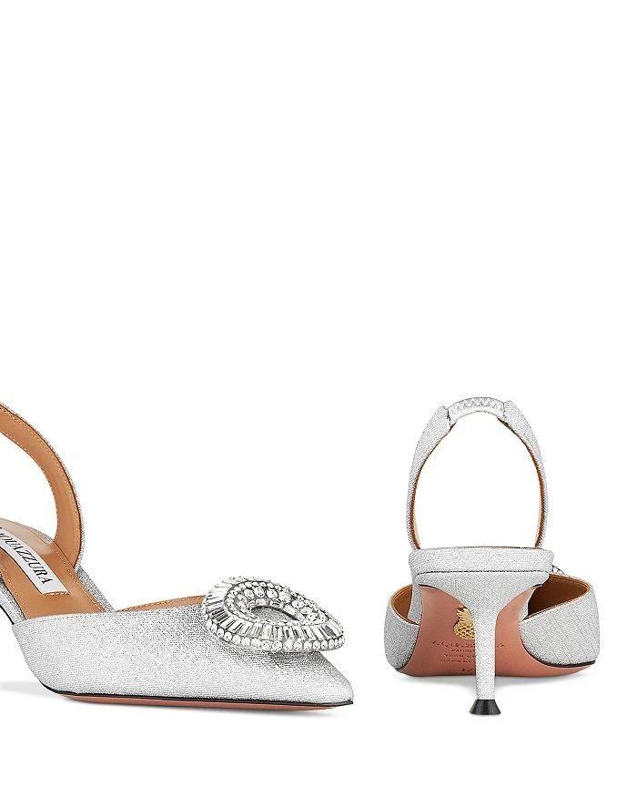 Aquazzura Women's Crystal Hoop 50 Slingback Pumps 4