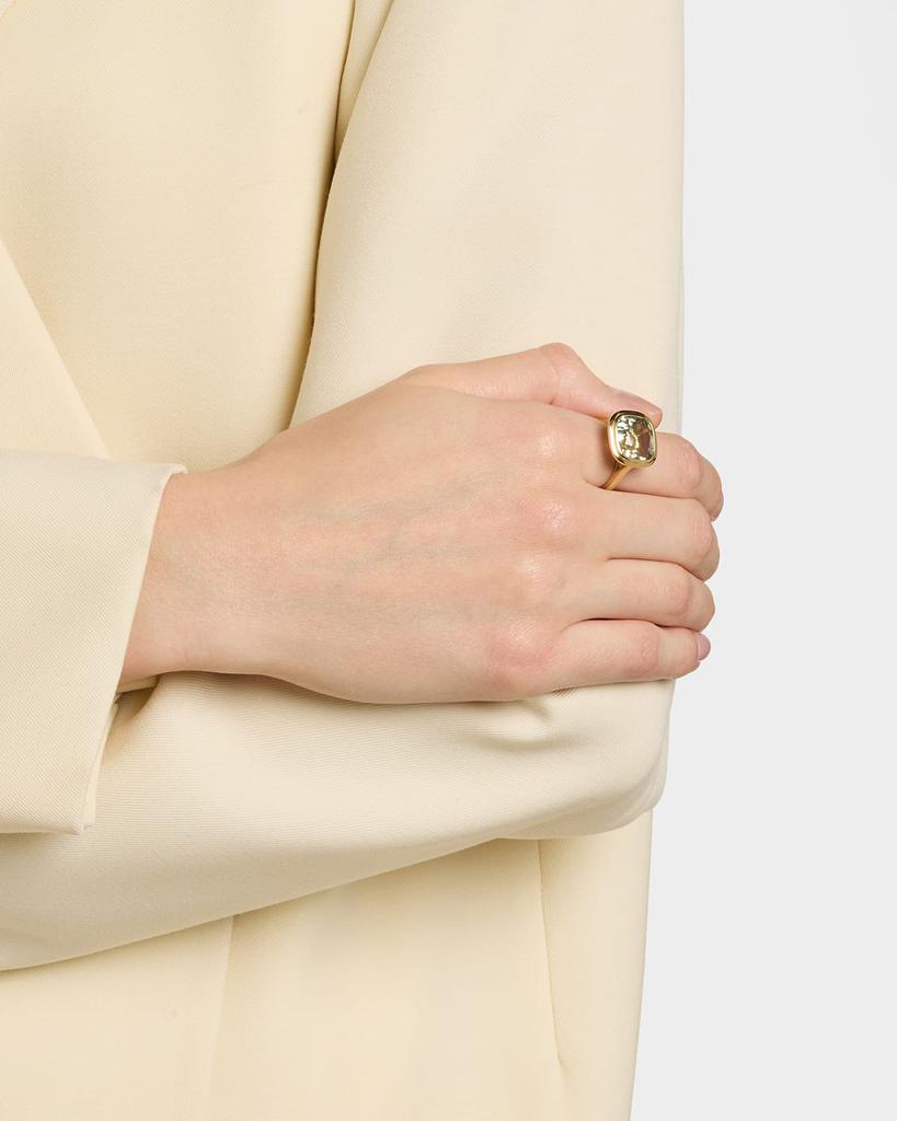 Goshwara Manhattan 18K Yellow Gold Prasiolite Cushion Ring