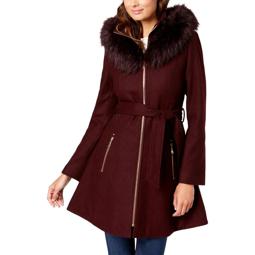 Laundry by Shelli Segal Womens Faux Fur Hooded Wool Coat 1