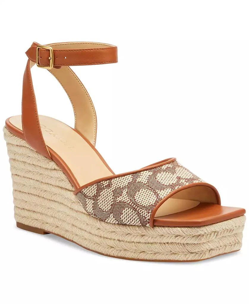 Coach Signature Textile Jacquard High-Heel Espadrille Sandals 1