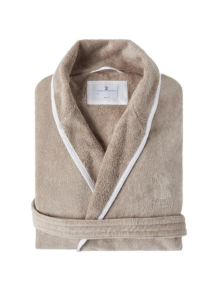 Brunello Cucinelli Cotton Terrycloth Bathrobe with Linen Trims 2