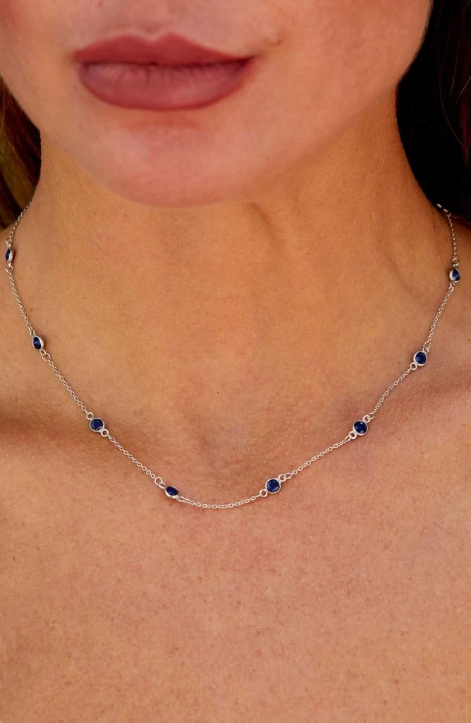 Savvy Cie Jewels Sterling Silver Sapphire Station Chain Necklace 2