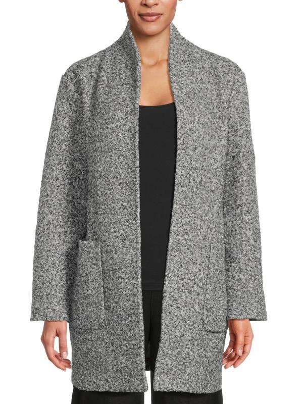 HALSTON Textured Collarless Coat 1