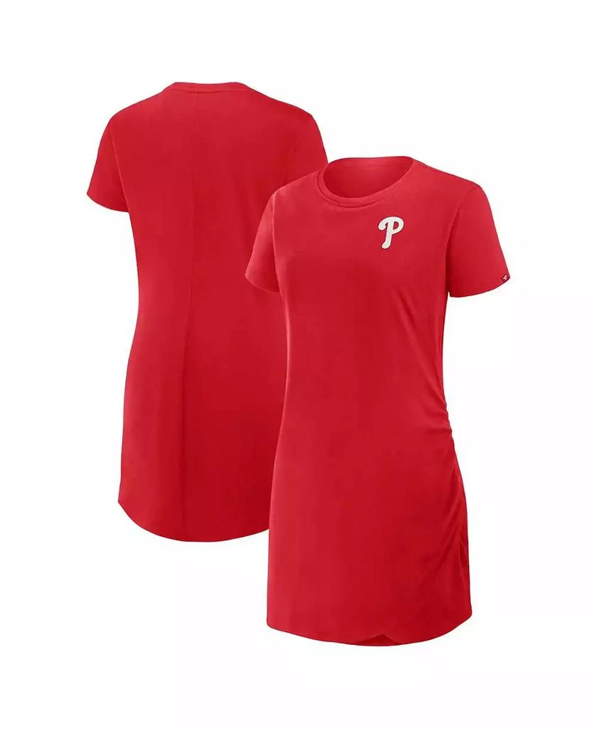 Fanatics Women's Red Philadelphia Phillies Ruched Drape T-Shirt Dress 1