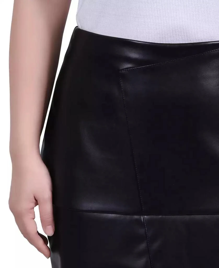NY Collection Petite Faux Leather Slim Back Zipper Skirt 4