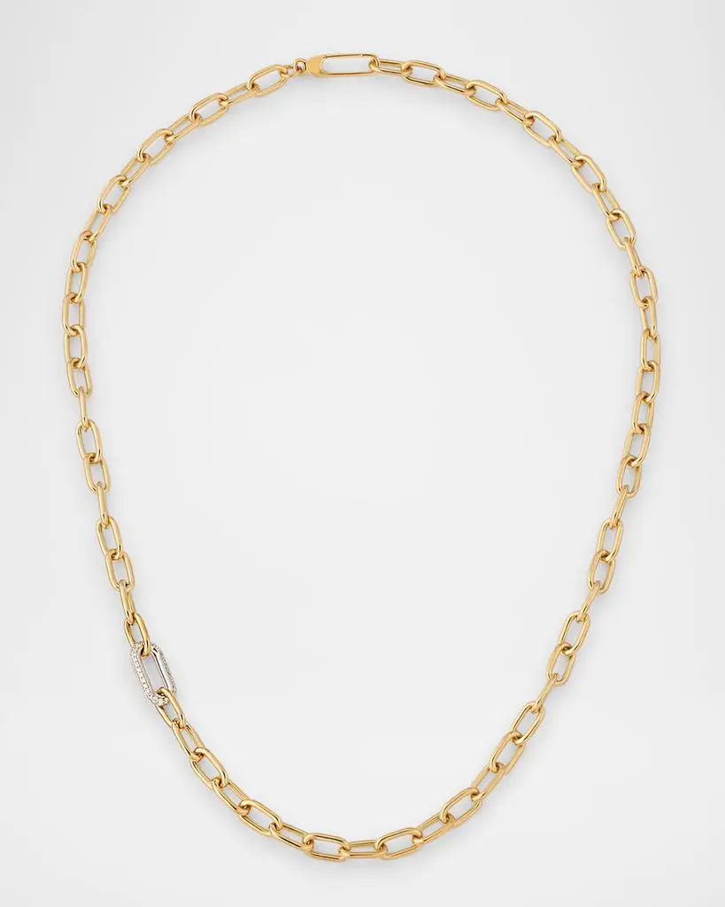 Roberto Coin 18K Gold Paperclip Necklace with Diamonds