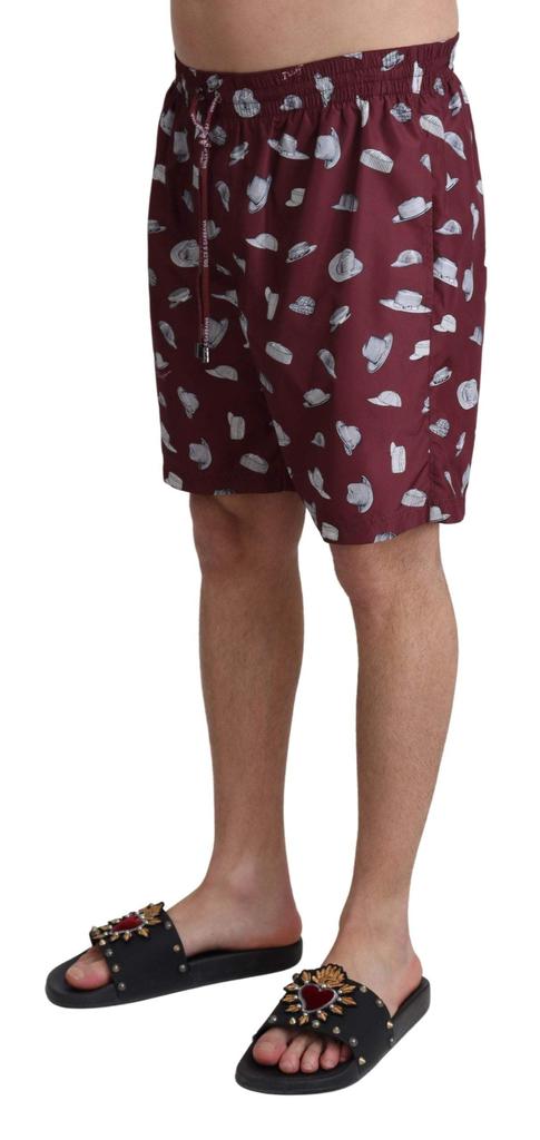 Dolce & Gabbana Dolce & Gabbana Maroon Hats Print Beachwear Shorts Swimwear