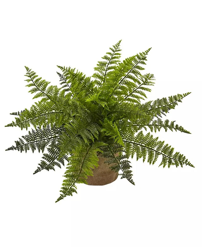 NEARLY NATURAL 15" Ruffle Fern Bush w/Burlap Base, Set of 2 2