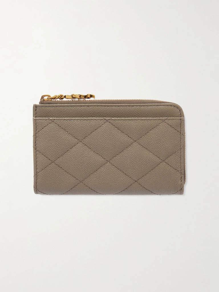Yves Saint Laurent Quilted Textured-leather Wallet - Taupe