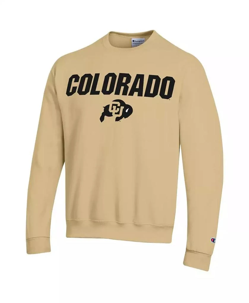 CHAMPION Men's Gold Colorado Buffaloes Straight Over Logo Powerblend Pullover Sweatshirt 3