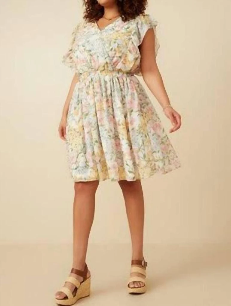 Shop Hayden La - Pia Floral Ruffle Mini Dress - Plus on Sale at BeyondStyle   Get 39% Off Hayden La - Pia Floral Ruffle Mini Dress - Plus with  Limited-Time Flash
