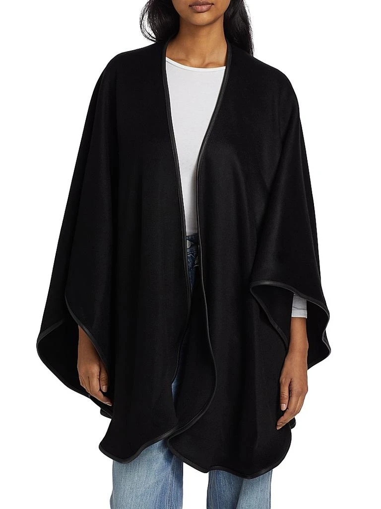Sofia Cashmere Leather-Trim Reversible Cashmere Cape 3