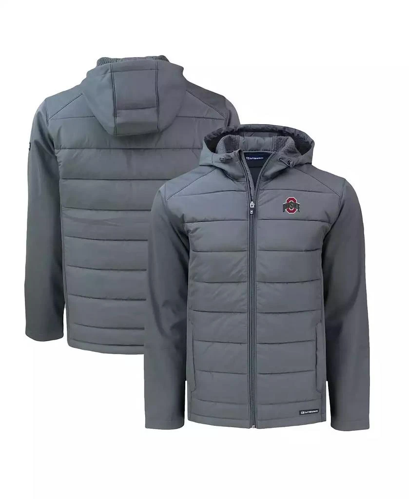 Cutter & Buck Men's Gray Ohio State Buckeyes Big Tall Evoke Hybrid Eco Softshell Full-Zip Hoodie 1
