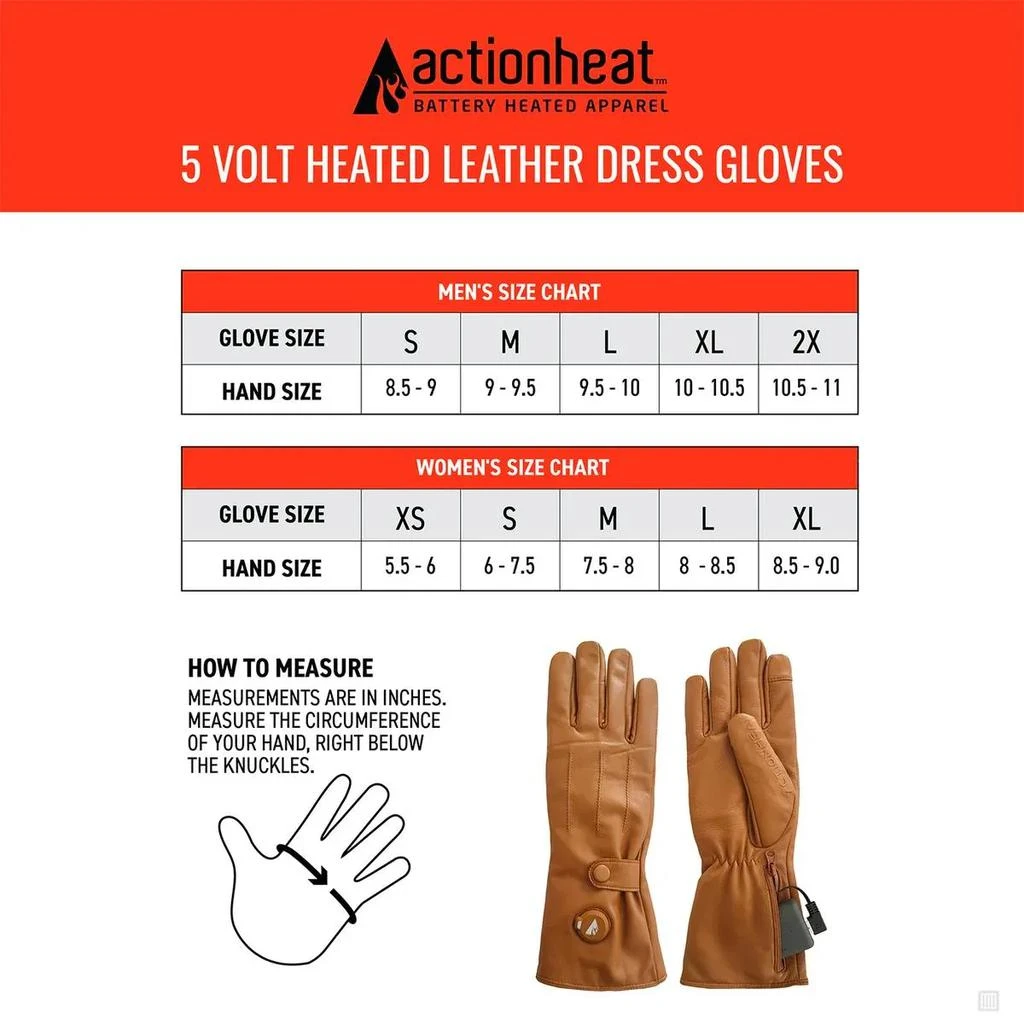 ActionHeat ActionHeat 5V Battery Heated Leather Dress Glove - Women
s 6