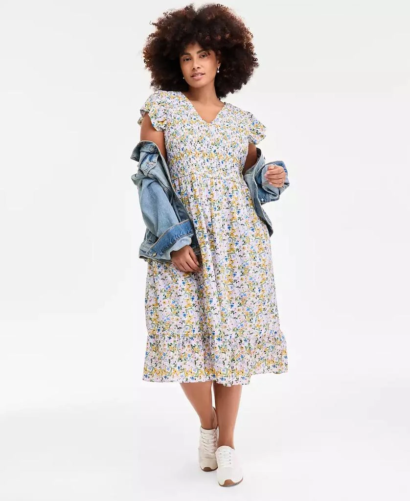 Shop Plus Size Printed Flutter-Sleeve Smocked Midi Dress, Exclusively at  Macy's on Sale at BeyondStyle  Get 72% Off Plus Size Printed  Flutter-Sleeve Smocked Midi Dress, Exclusively at Macy's with Limited-Time  Flash