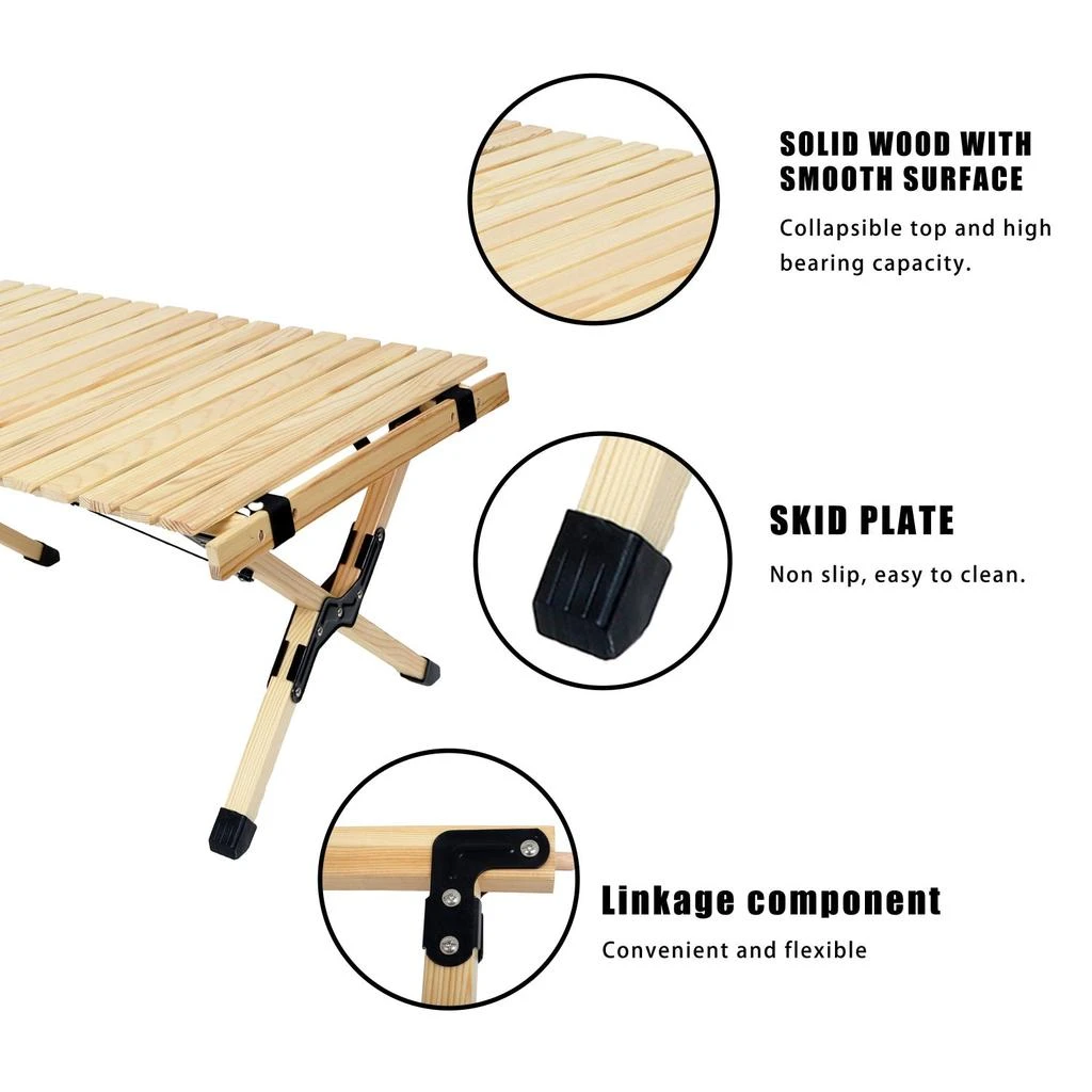 Streamdale Furniture Streamdale Portable Beech Wood Picnic Table - Foldable & Large 2