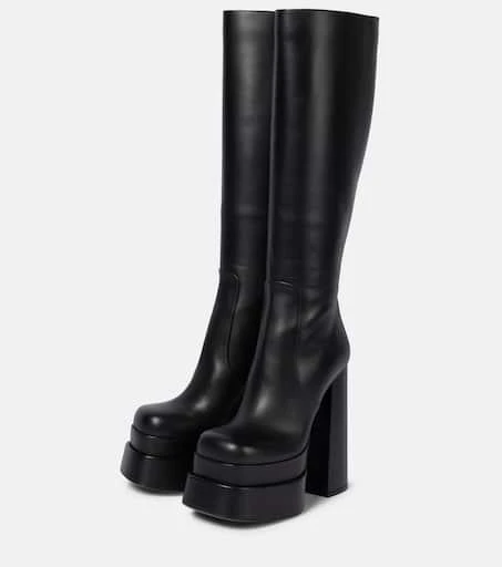 Versace Leather platform knee-high boots 5