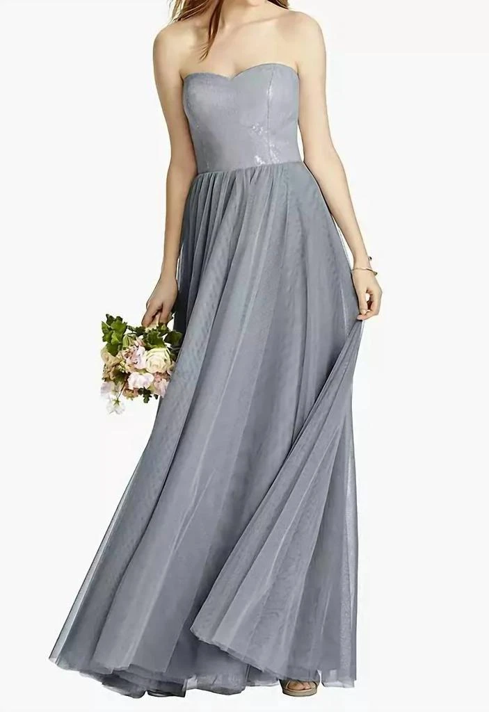 Dessy Soft Tulle Gown In Platinum 1