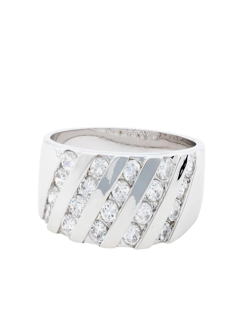 Traditions Jewelry Company Sterling Silver Channel-Set Black 
Clear Crystal Wide Band Ring 3