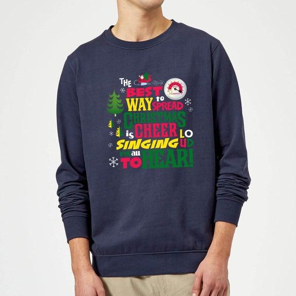 Elf Elf Christmas Cheer Christmas Sweater - Navy