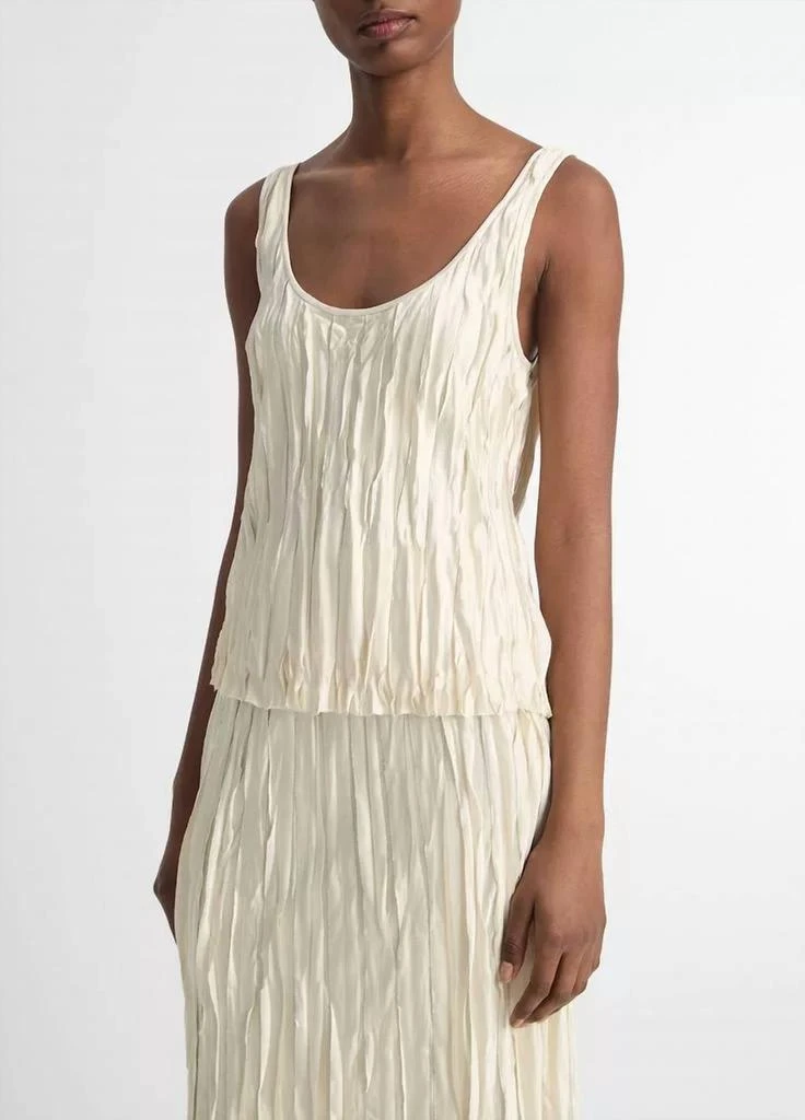 Vince Crushed Bias Tank Top In Ivory 1