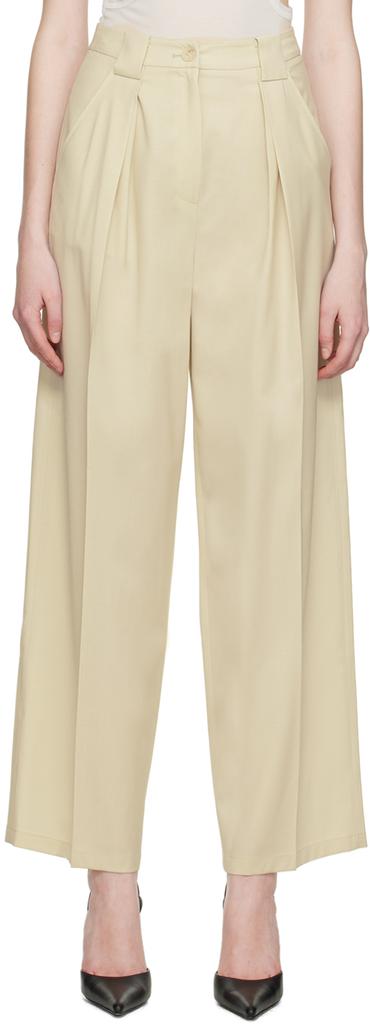 LVIR Beige Tuck Trousers